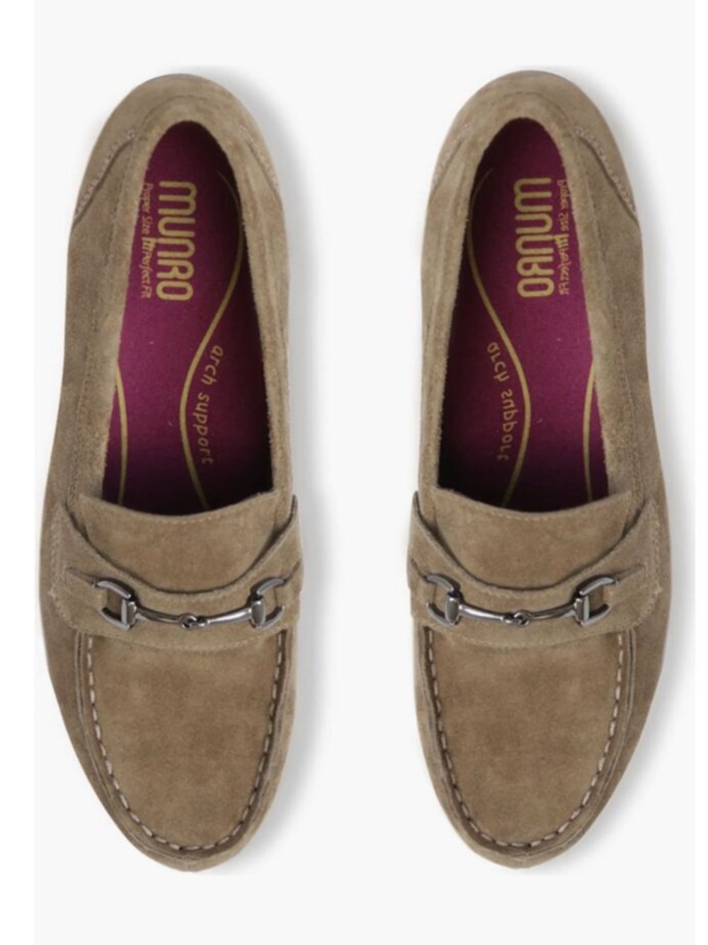 Munro Gryfinn Horsebit Toasted Sesame Suede Loafers 10 - Picture 2 of 9